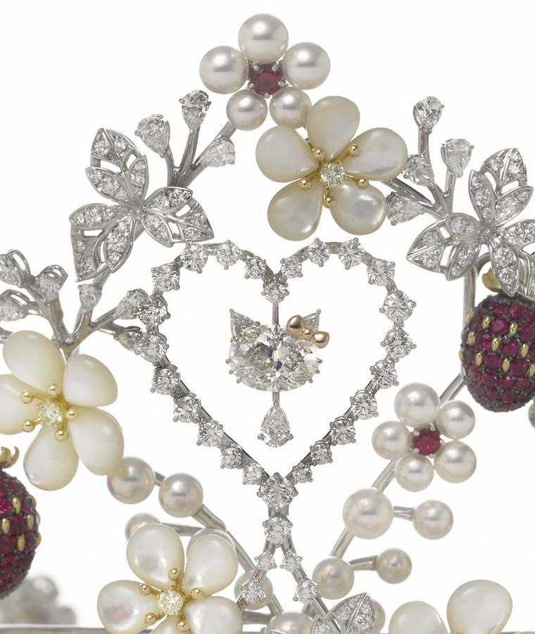 A close-up of the Mikimoto x Hello Kitty tiara
