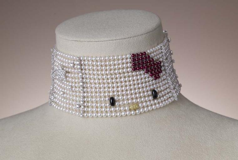 Mikimoto x Hello Kitty choker necklace