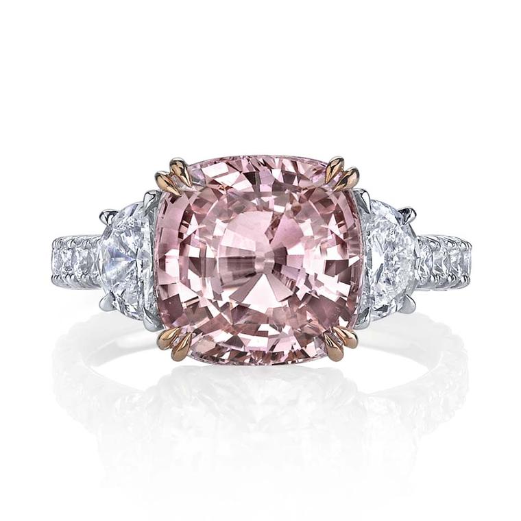 Omi Privé Padparadscha sapphire and diamond ring