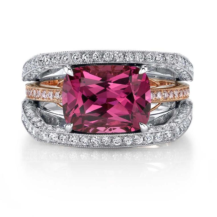 Omi Privé spinel and diamond ring