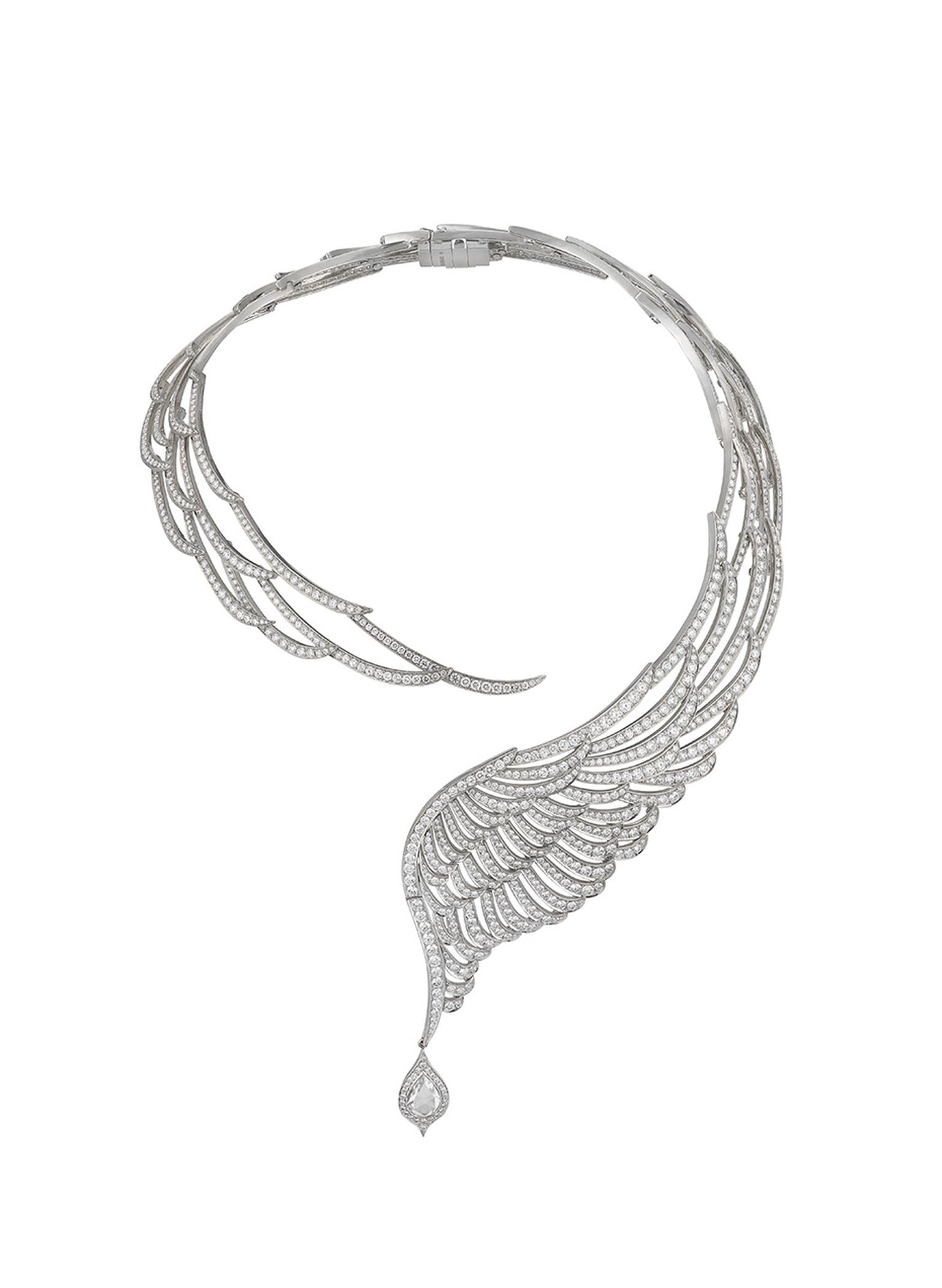 Garrard necklace with 40ct of diamonds, set in white gold, from the 10th Anniversary Wings High Jewellery collection