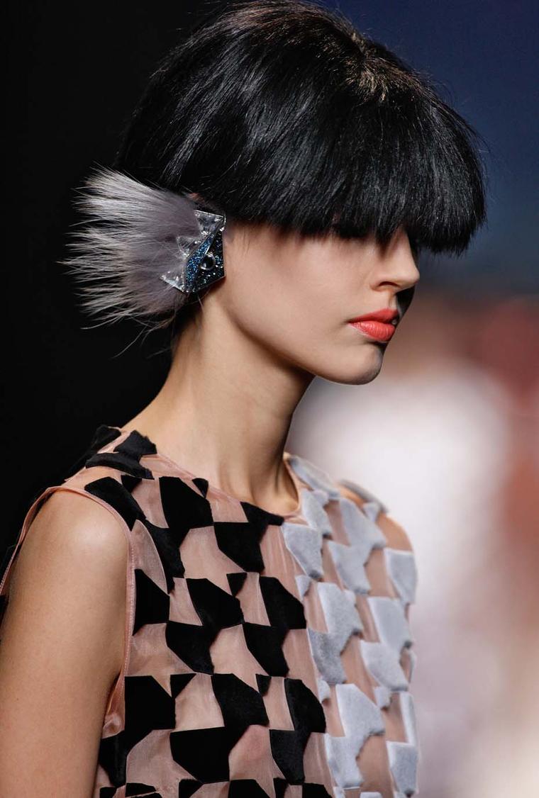 Delfina Delettrez for Fendi earrings on the Spring/Summer 2014 catwalk