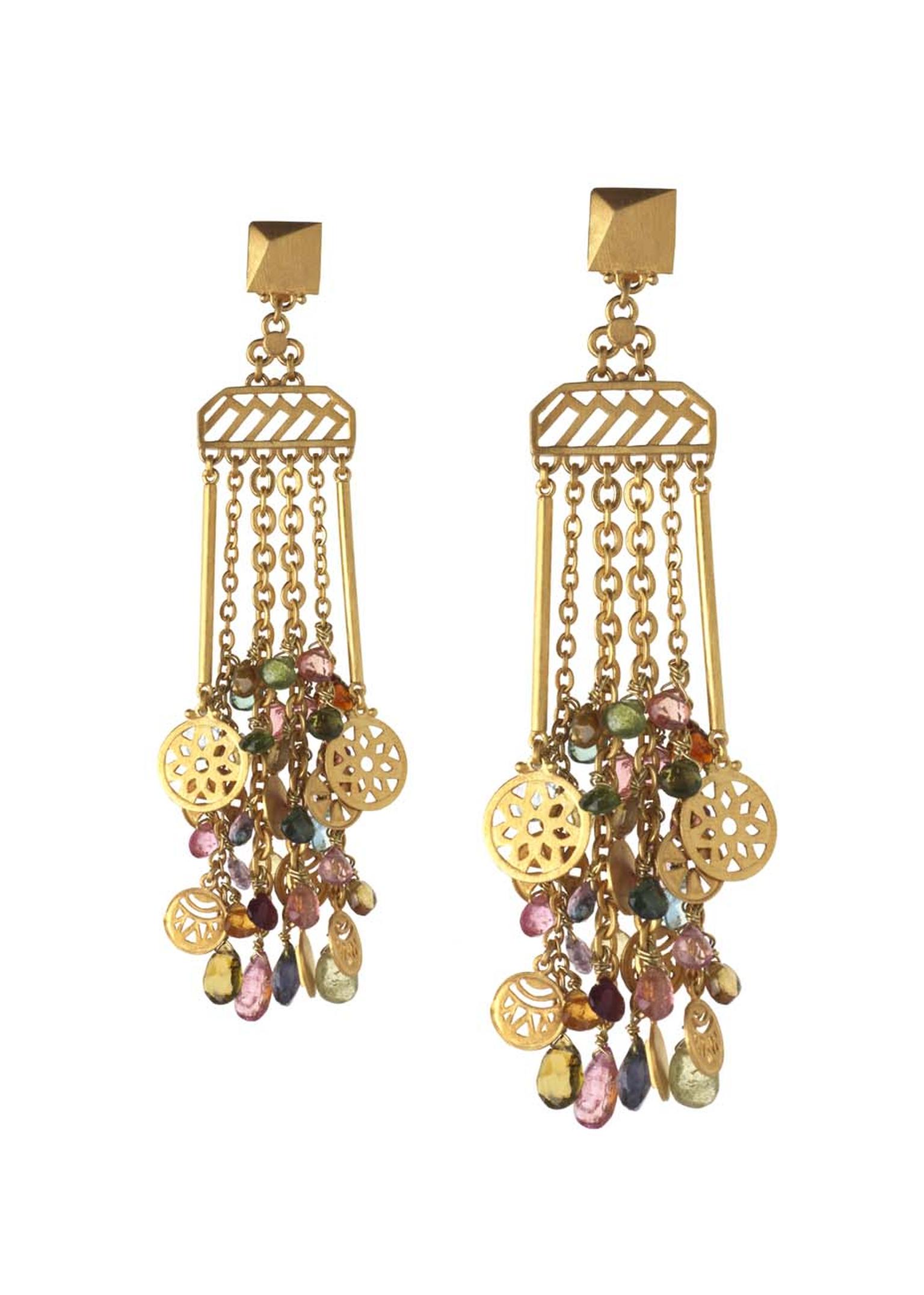 Azza Fahmy for Matthew Williamson Fringe Coin earrings from the Spring/Summer 2014 collection