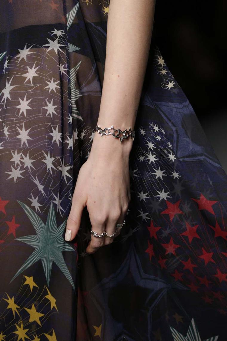 Azza Fahmy for Matthew Williamson silver Star bracelet and rings for FW14