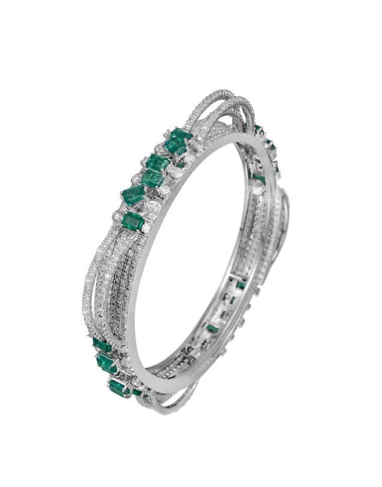 Varuna D Jani Vow collection bangle featuring diamonds and emeralds