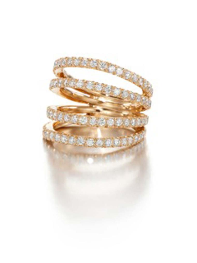 Jessica McCormack silver and rose gold Four Split Band diamond ring featuring 80 brilliant-cut diamonds