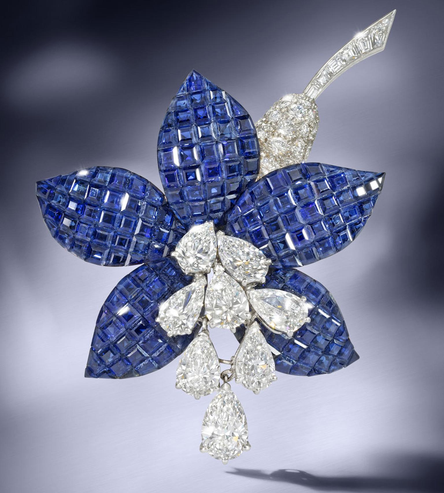 bonhams-sapphire-and-diamond-Fuschia-brooch-Van-Cleef-and-Arpels