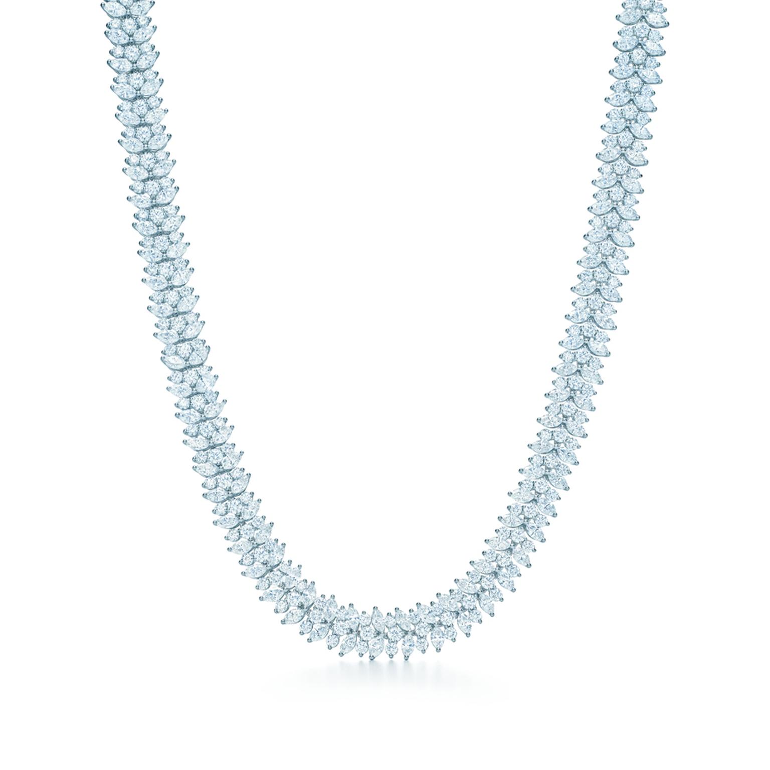 The Tiffany & Co. diamond cluster necklace worn by Jessica Biel to the 86th Academy Awards