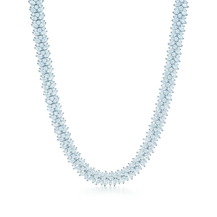 The Tiffany & Co. diamond cluster necklace worn by Jessica Biel to the 86th Academy Awards