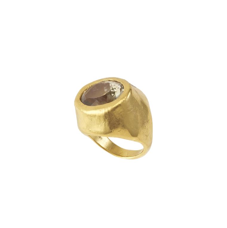 Pippa Small Tibetan ring featuring a topaz (15ct) surrounded by brushed gold.