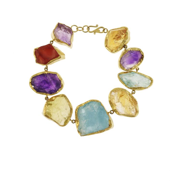 Pippa Small bracelet featuring mixed uncut stones in yellow gold (£5,000).
