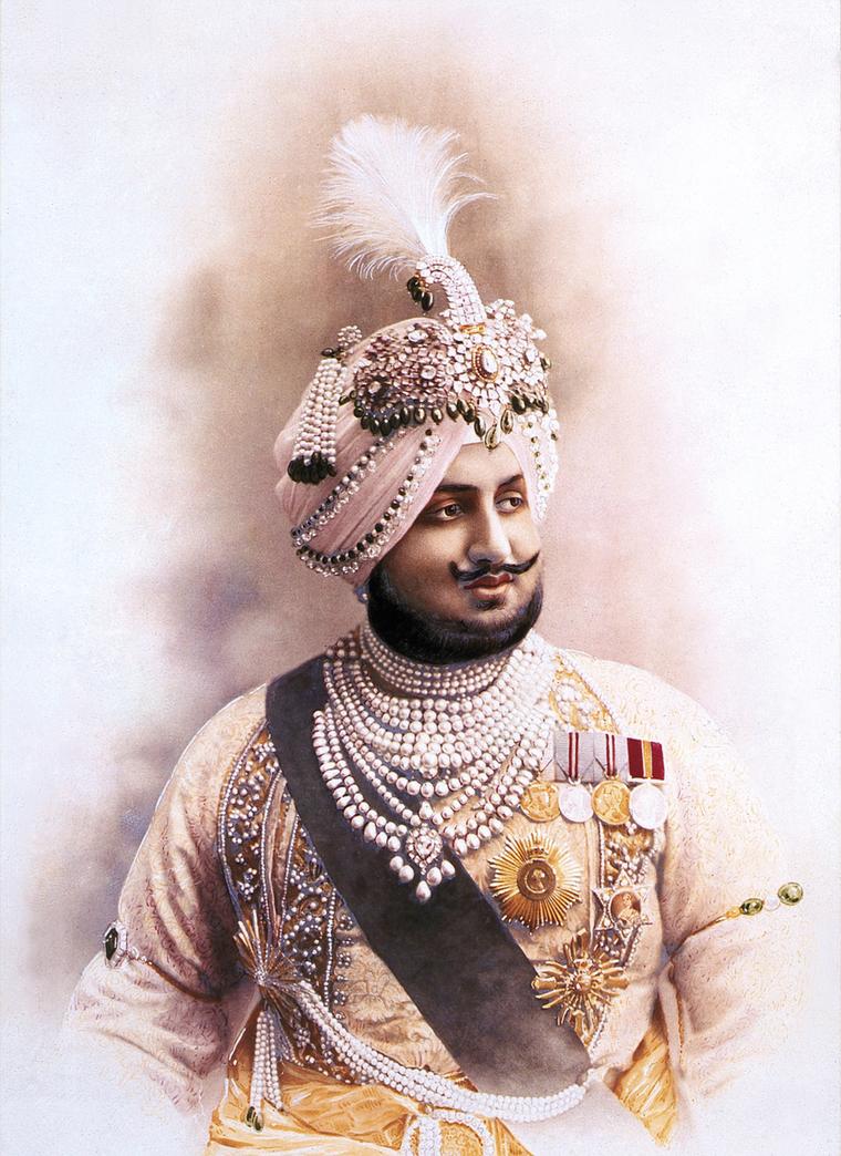 A modern print based on the 1911 painting of Maharaja Bhupinder Singh of Patiala.