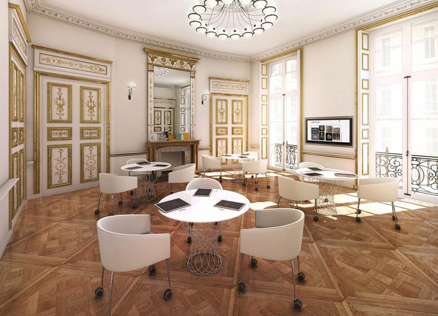 Two classrooms are dedicated to L'École Van Cleef & Arpels History of Art classes, with one of them housed in an 18th century salon. © Studios d’architecture Ory & Associe´s.