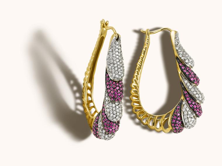 Zoya Espan~a collection gold, ruby and diamond earrings