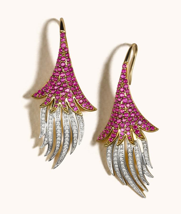 Zoya Espan~a collection gold, ruby and diamond earrings