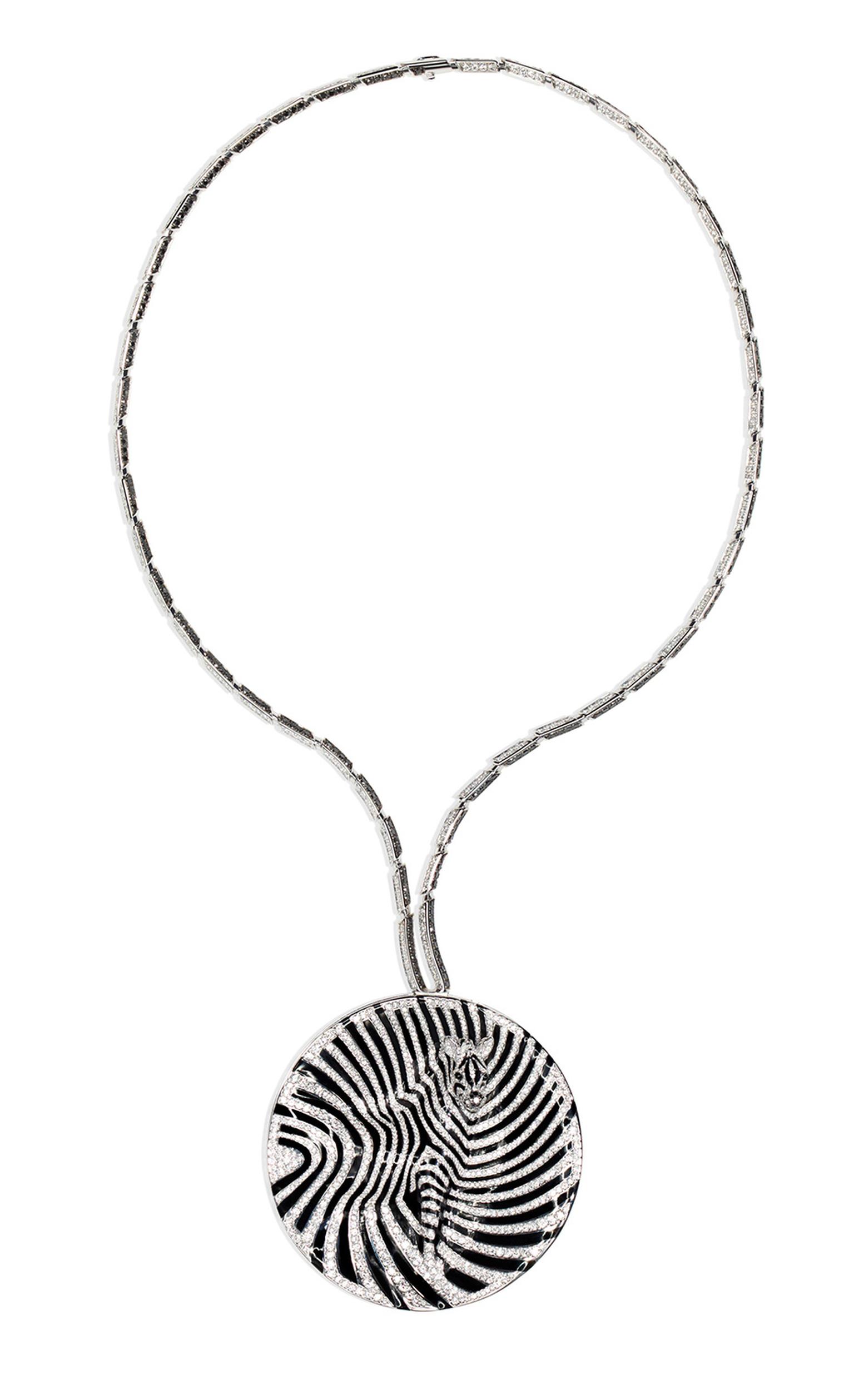 Chopard Animal World Zebra necklace with white and black diamonds