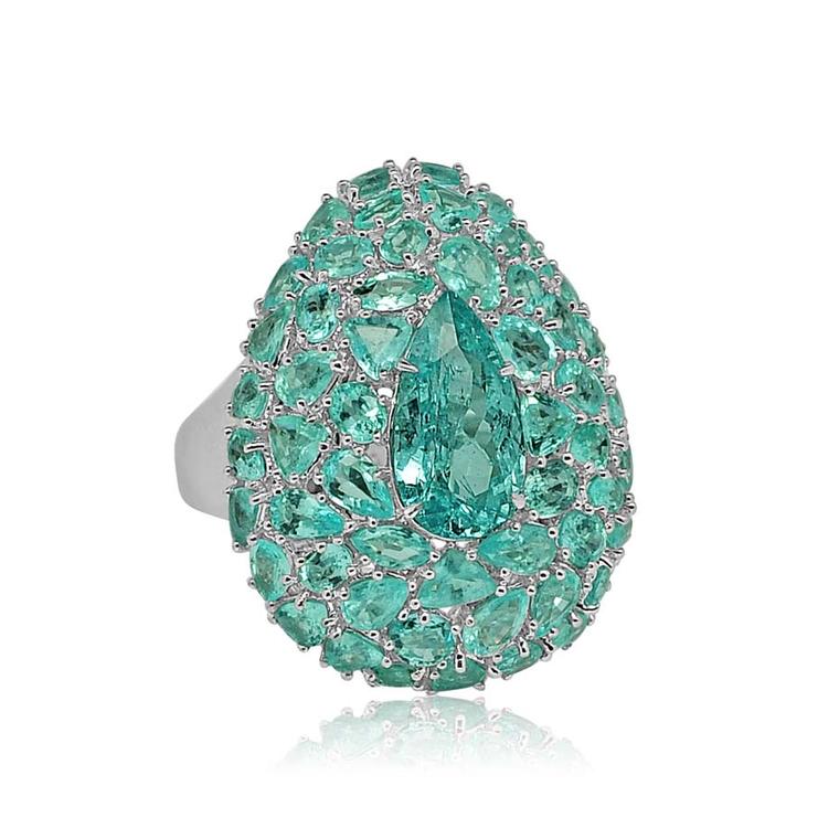 Sutra Paraiba ring in white gold set with 10.50ct Paraiba tourmalines