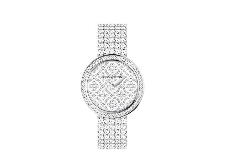 Louis Vuitton dentelle One Row Bracelet, White Gold and Diamonds Grey. Size M