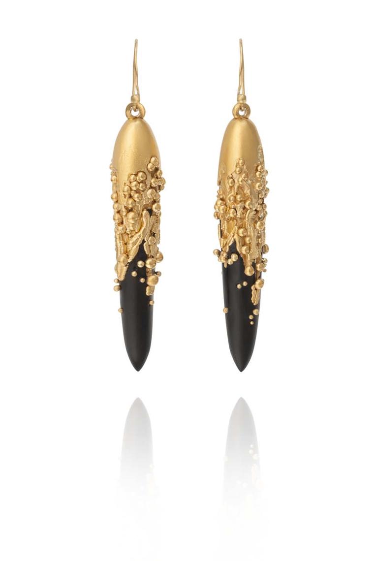 Jacqueline Cullen Electro formed Whitby jet drop earrings