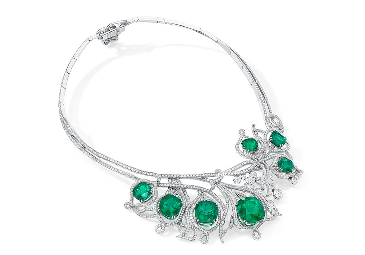 Boodles' Emerald Greenfire necklace is set with 46.20ct of cushion-cut emeralds and 17.38ct of brilliant-cut diamonds