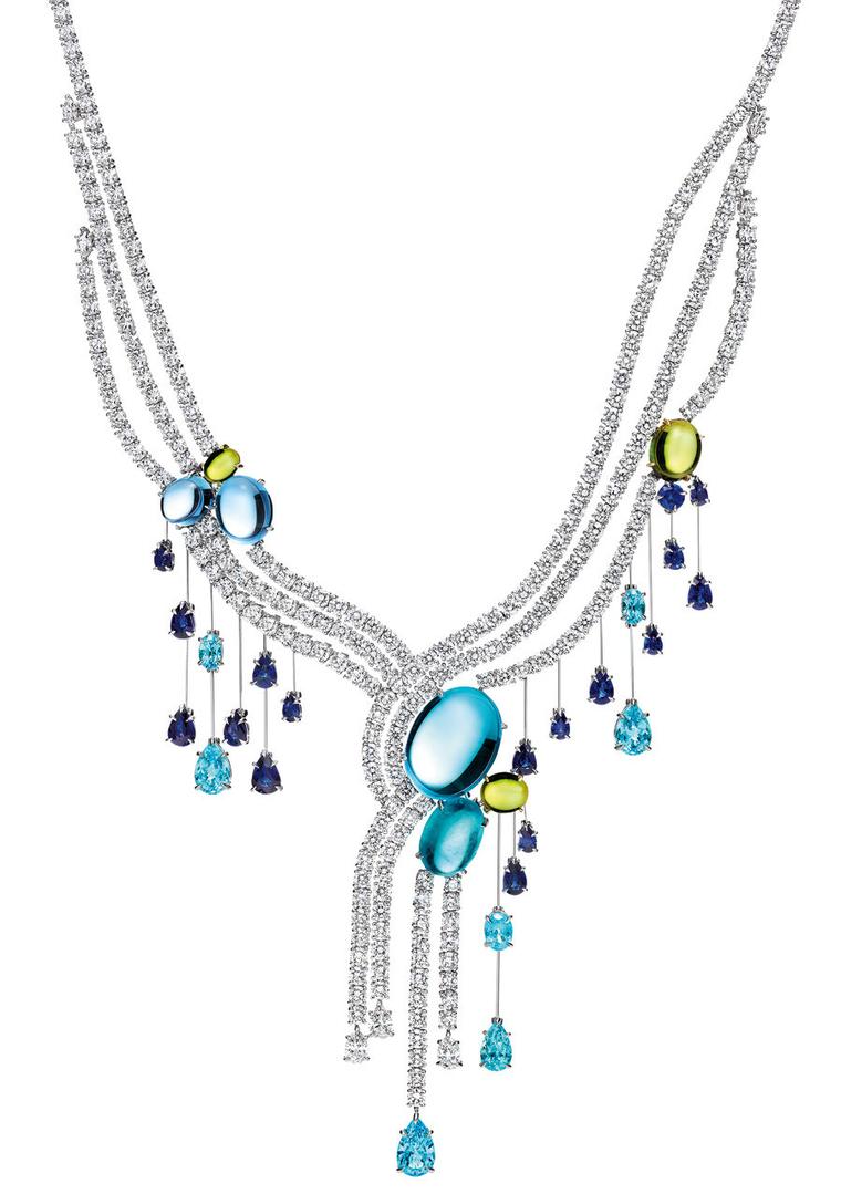 Harry Winston Water collection cabochon Fall necklace, presented at the Biennale des Antiquaires 2012