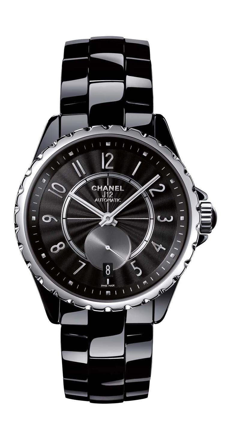 Chanel J12-365 black high-tech ceramic watch featuring a self-winding mechanical movement and A 42-hour power reserve.