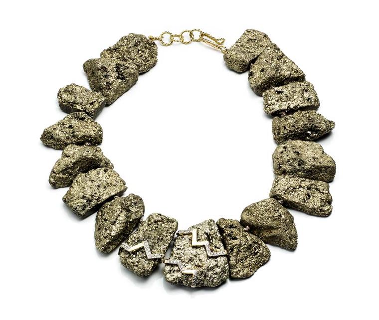 Kara Ross Petra necklace featuring pyrite in gold