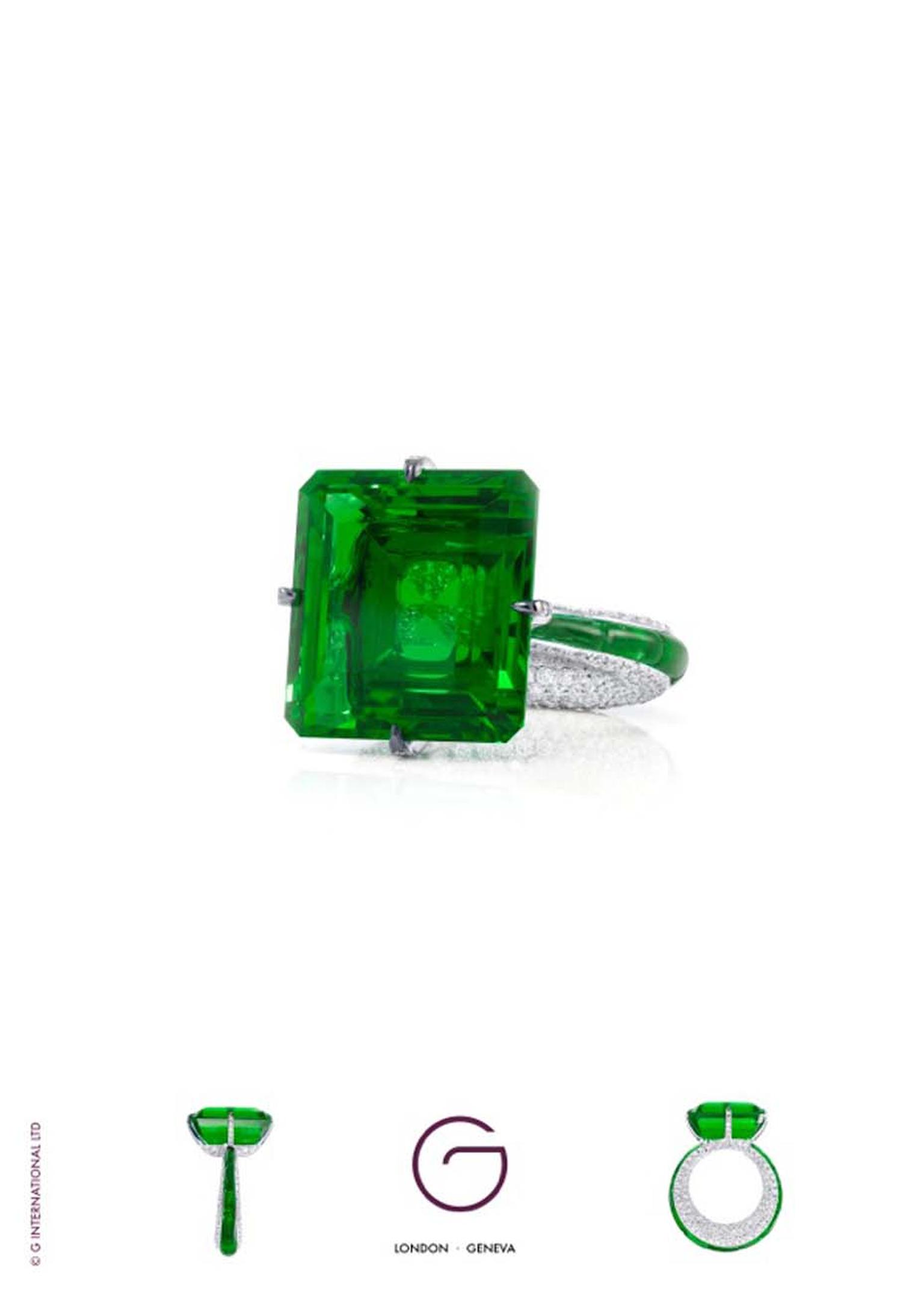 Dromoland Castle, paired with Glenn Spiro’s 23.05ct emerald and diamond ring (£POA at ginternational.co.uk)