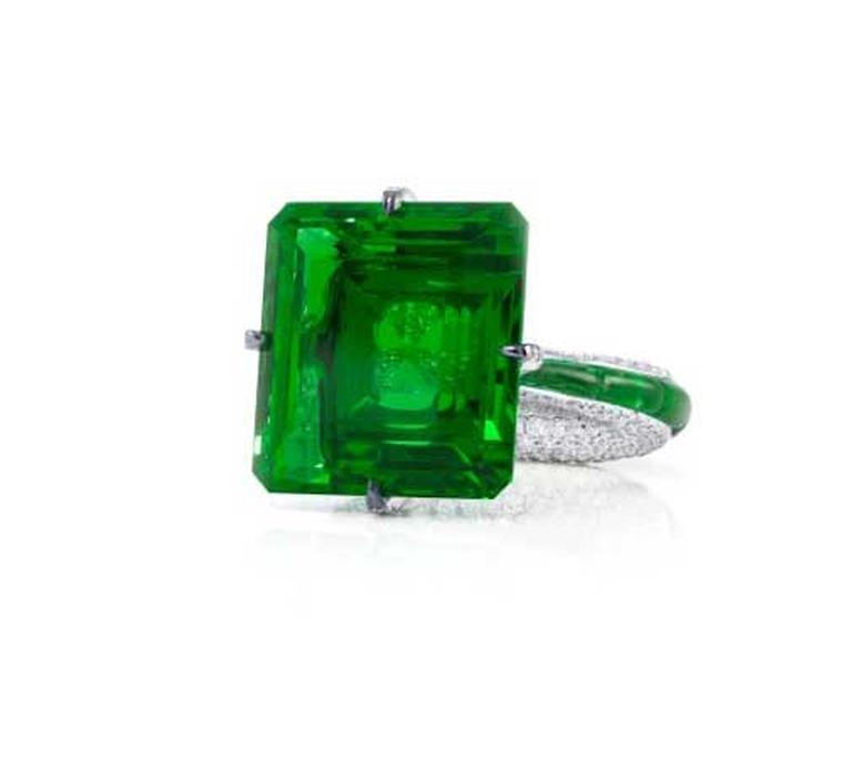 Glenn Spiro’s 23.05ct emerald and diamond engagement ring