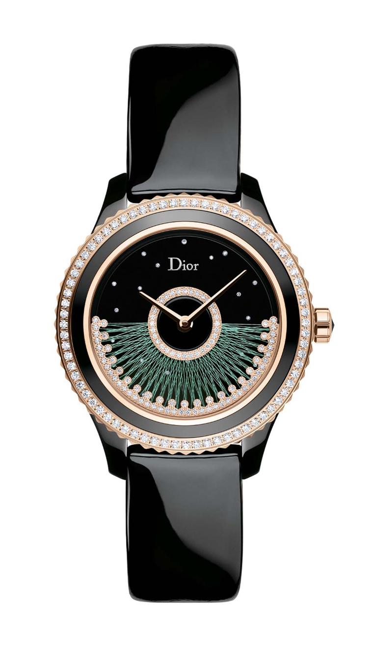 The new Dior VIII Grand Bal Fil de Soie watch is available with either green or pink silk thread. Only 88 of each version will be produced