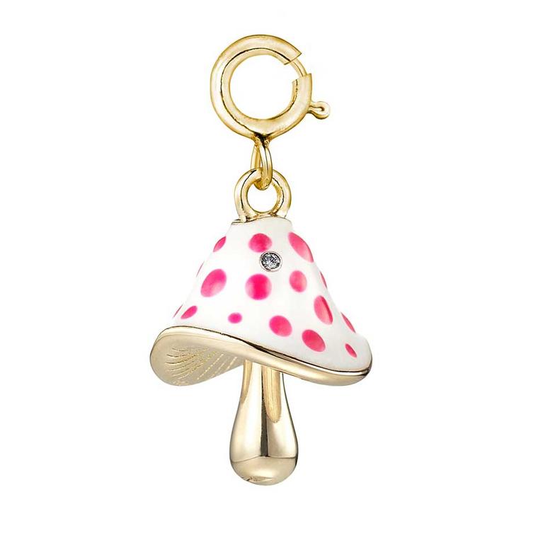 Limited to 30 pieces, you might prefer the Shawish Magic Mushroom mini-charm in gold and enamel, set with a single diamond