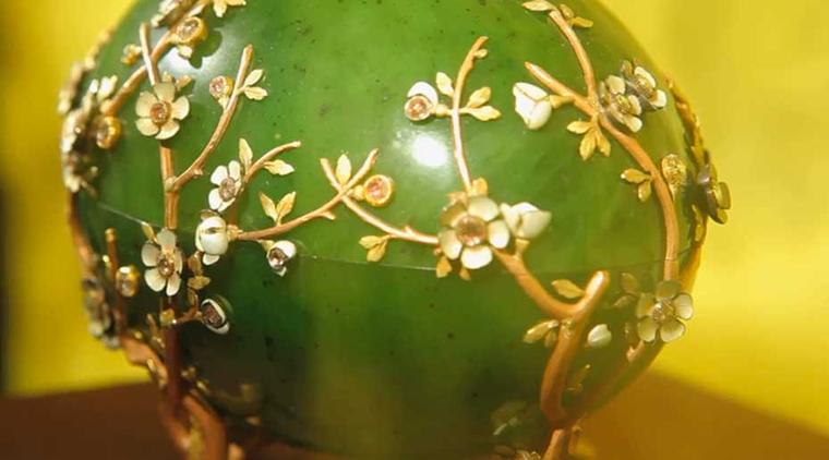 The 1901 Fabergé Apple Blossom Easter Egg, currently on show at Harrods as part of the 'A Fabergé Easter at Harrods' event, is rumoured to be worth £30 million