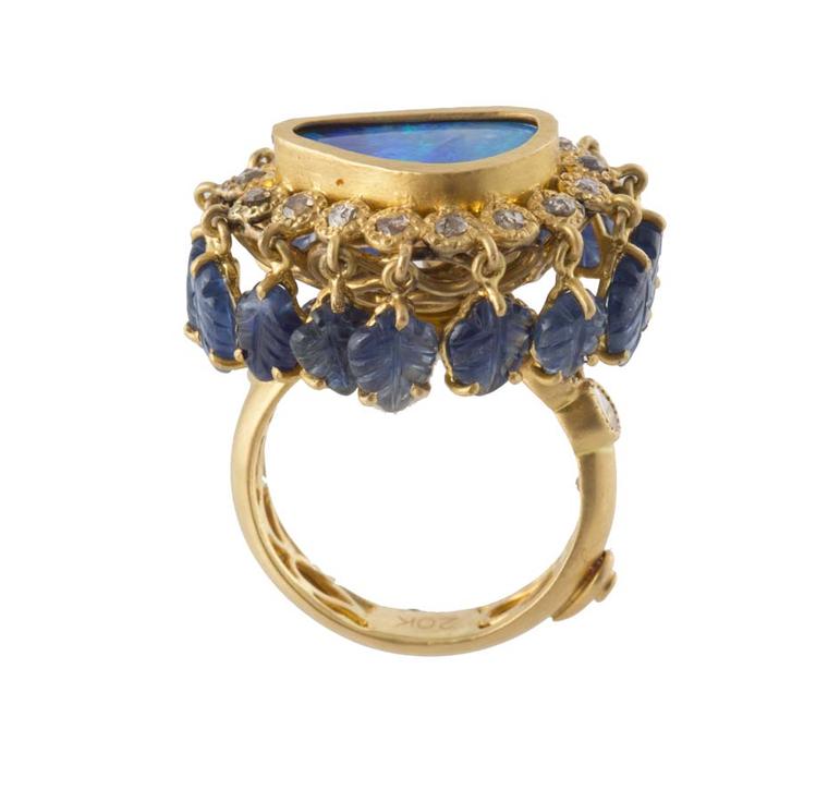 Coomi gold and opal Flower ring.