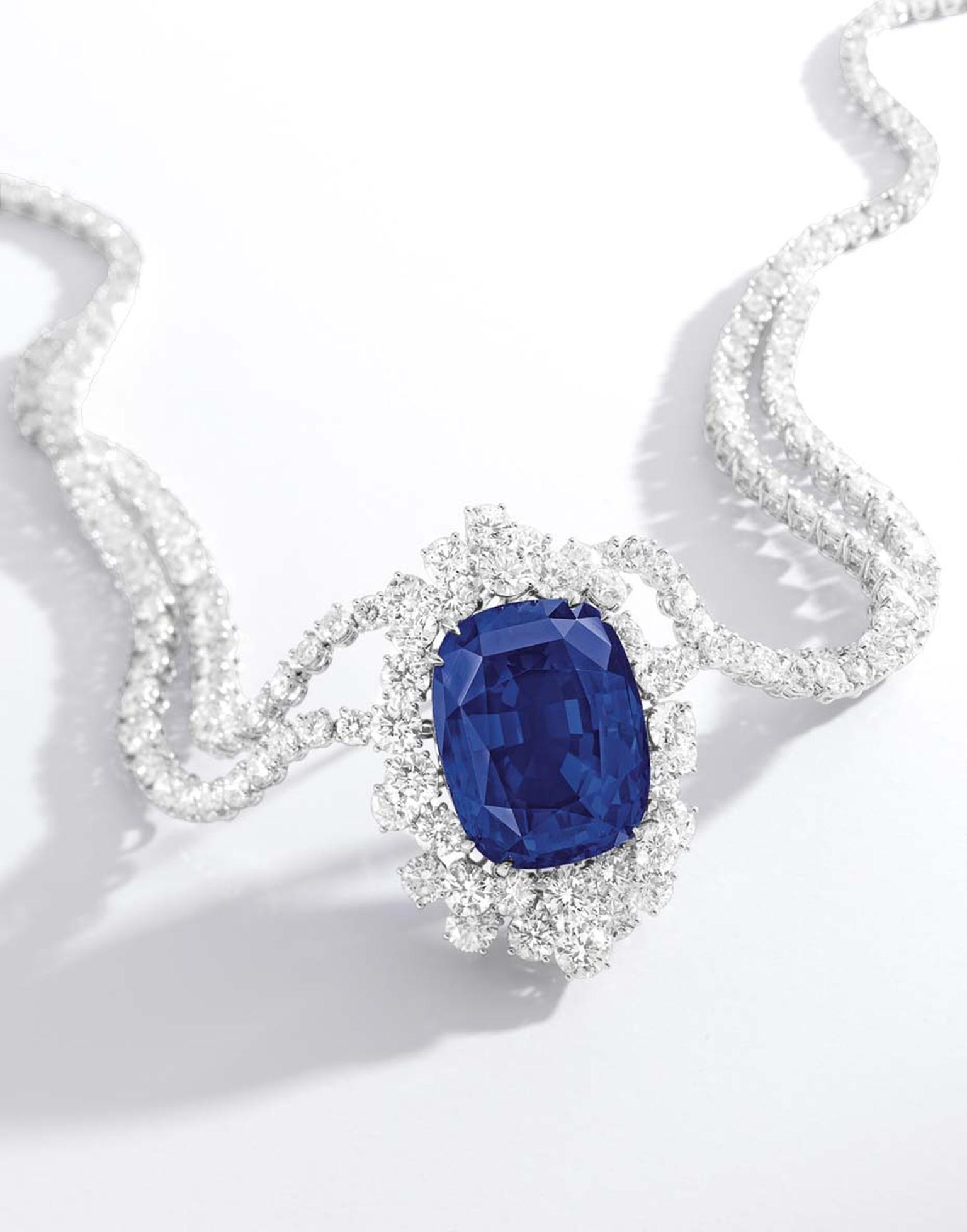 A royal blue sapphire and diamond necklace (102.61ct) completely free of heat treatment and virtually inclusion-free was sold for US$4,179,487 million.