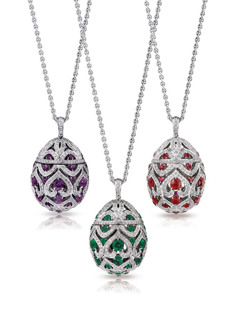 The Fabergé Big Egg Hunt prizes include Fabergé egg pendants in gold and diamonds, together worth more than $125,000. The pendants are set with either Zambian emeralds, Mozambican rubies or Zambian amethysts donated by Gemfields.