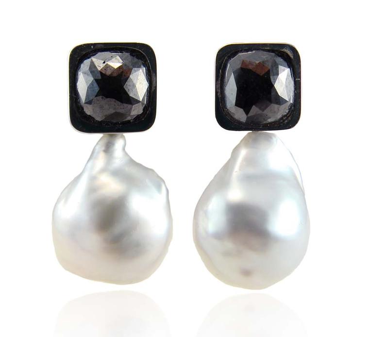 Corrado Giuspino black diamond and pearl earrings