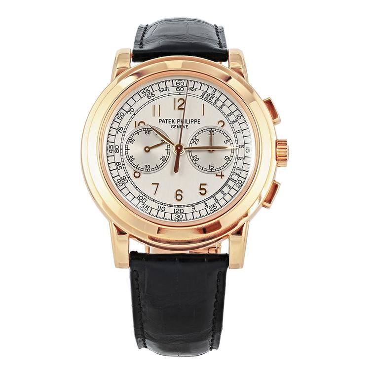 Patek Phillippe oversized rose gold chronograph wristwatch ($76,500), available at 1stdibs.com. Image by: ScullyFoto.com