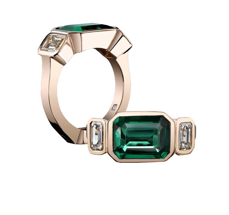 Robert Procop Exceptional Jewels collection 3.56ct emerald cut Emerald East West ring