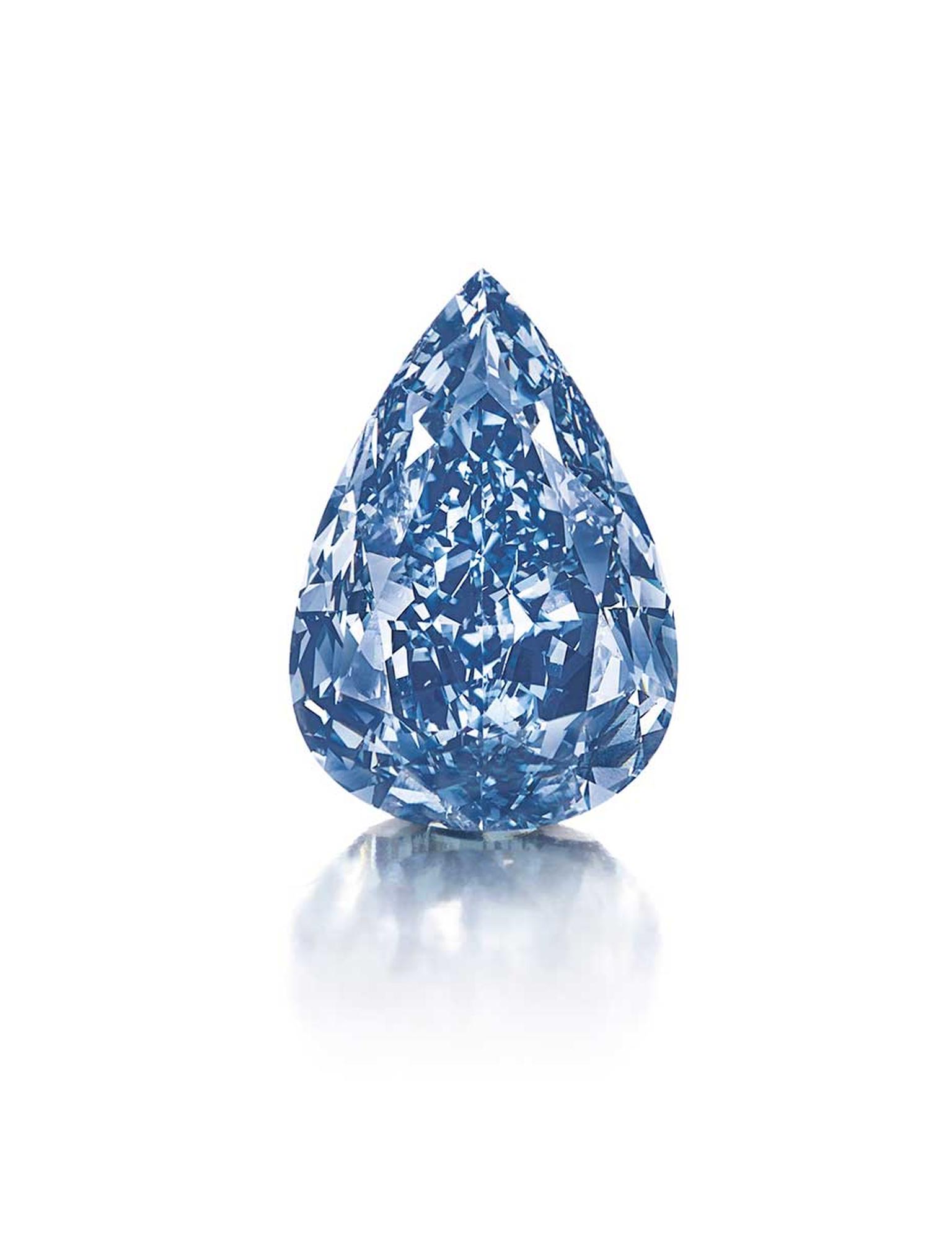 'The Blue' diamond, a 13.22ct Fancy Vivid blue pear-shaped diamond, is the largest flawless Fancy Vivid blue diamond in the world. It has been renamed 'The Winston Blue' by its new owner, Harry Winston