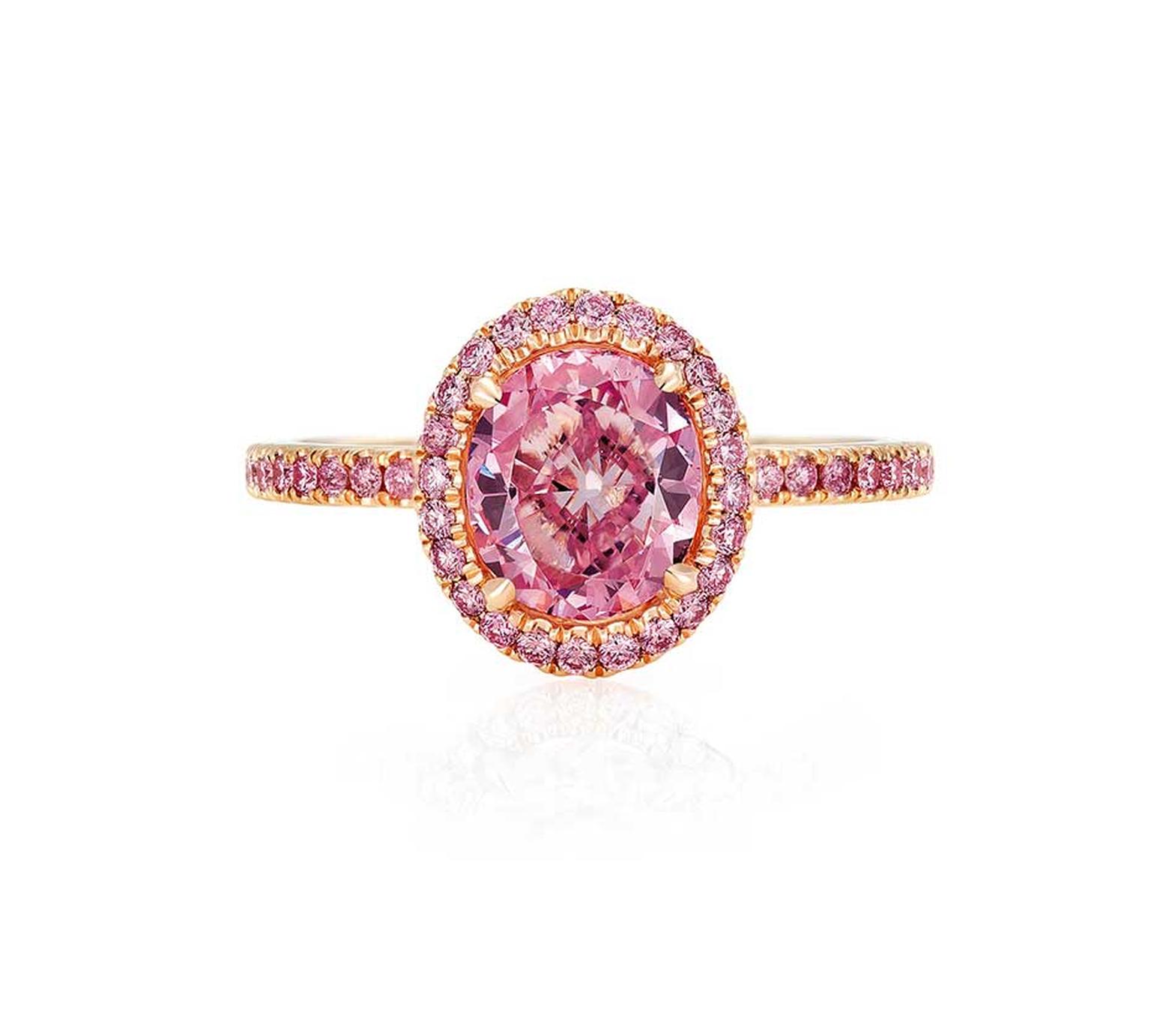 De Beers rose gold Aura ring with pink diamonds (£POA).