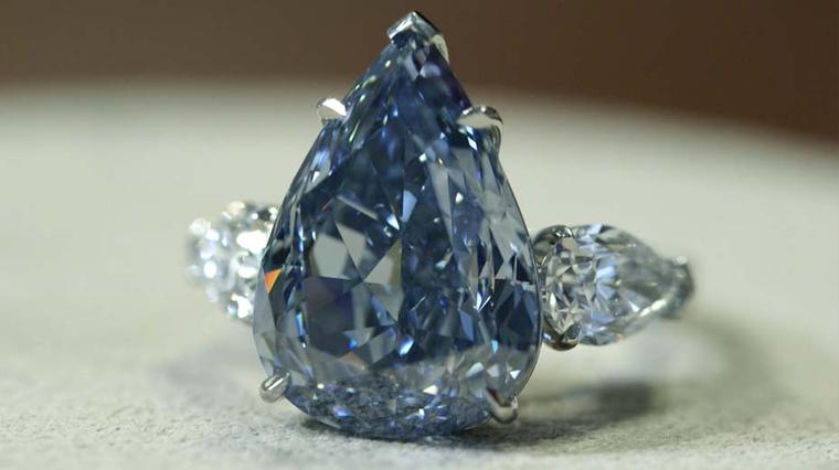 'The Blue' diamond - at 13.22ct the world's largest flawless Vivid blue diamond - leads Christie's Magnificent Jewels auction in Geneva on 14 May 2014