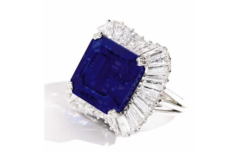 In April 2014, Sotheby’s New York set a new world auction record price per carat for any sapphire when a 28.18ct Kashmir sapphire and diamond ring sold for $5,093,000, which is $180,731 per carat.