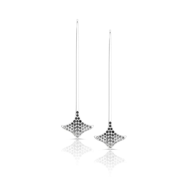 Phioro jewellery Aquaray earrings with charcoal sapphires.