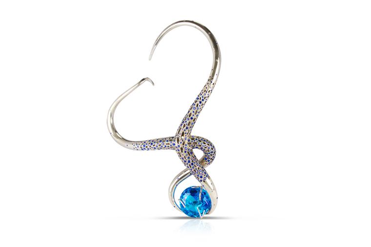 Phioro jewellery one-off Liana necklace with blue topaz.