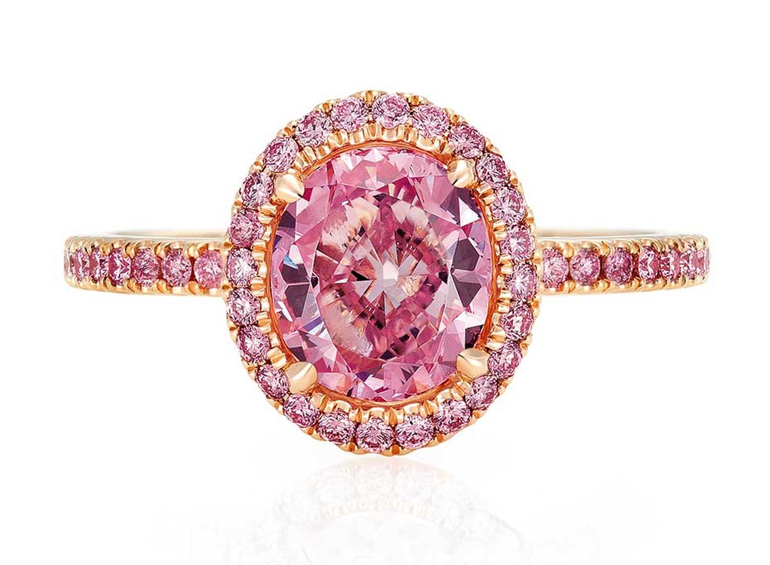 De Beers Aura pink diamond engagement ring in pink gold (£POA)