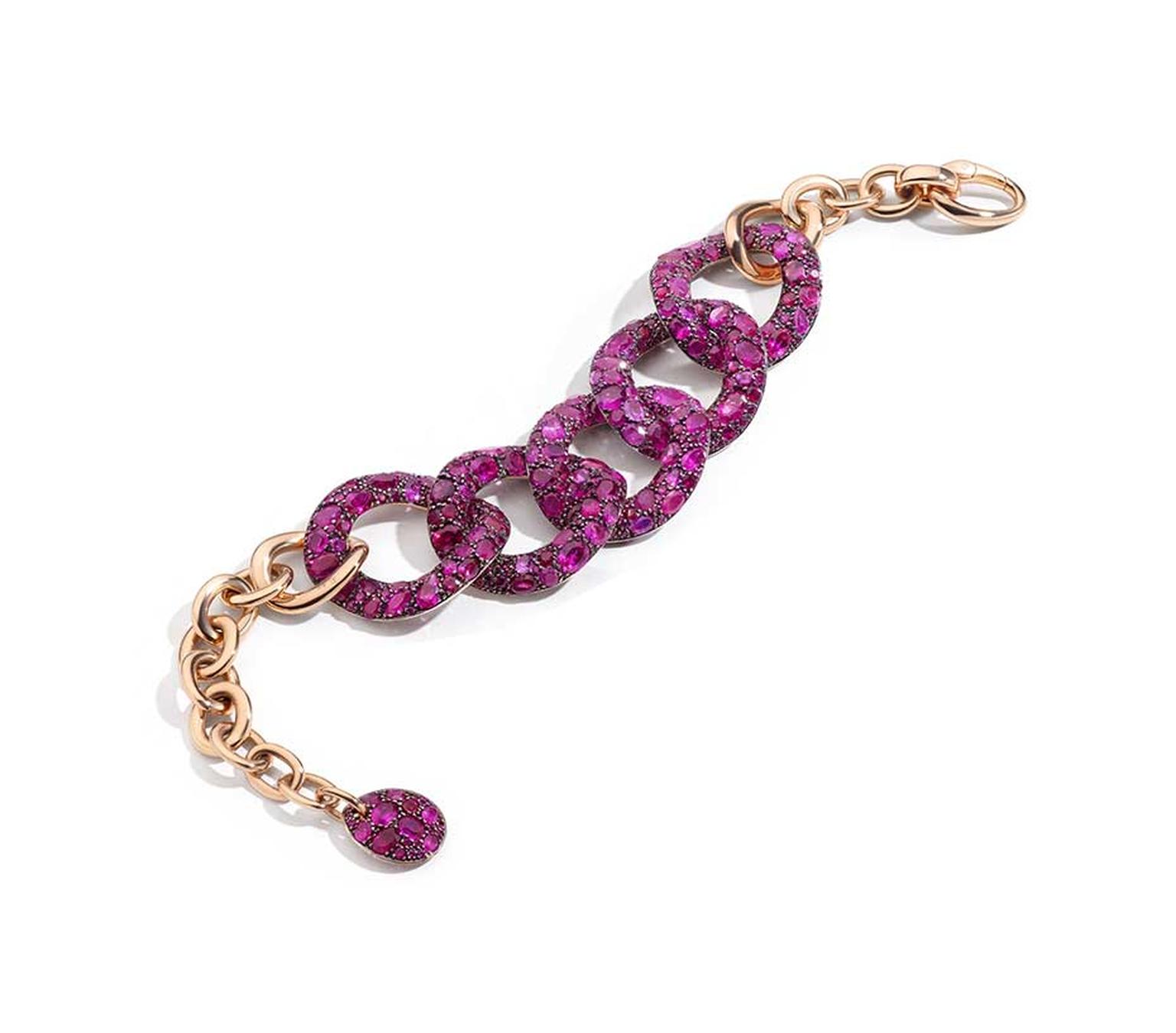 Pomellato rose gold and ruby Pom Pom bracelet.