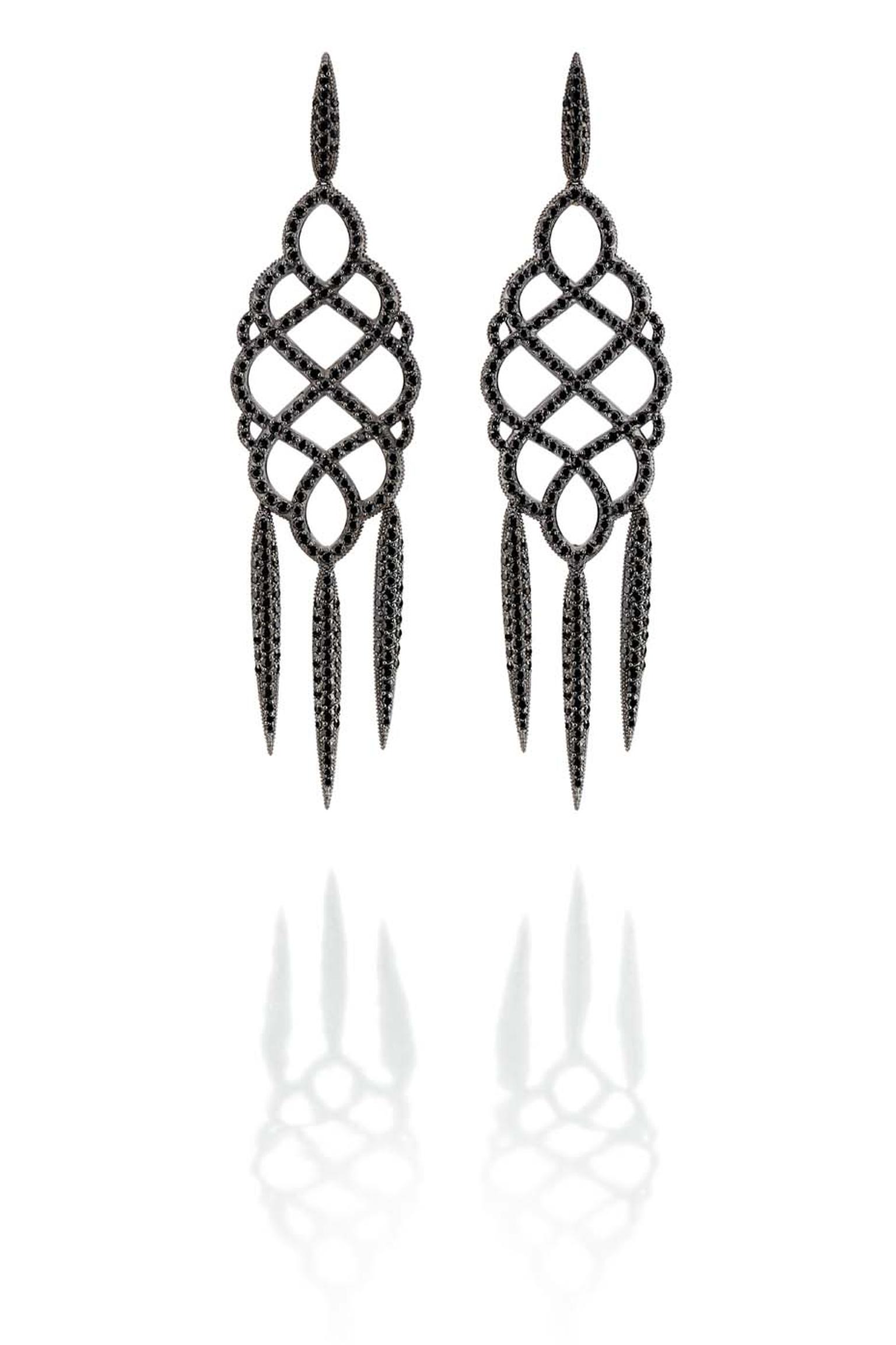 Carla Amorim Russia Collection Hermitage earrings in blackened gold and black diamonds, inspired by the Hermitage museum in Saint Petersburg