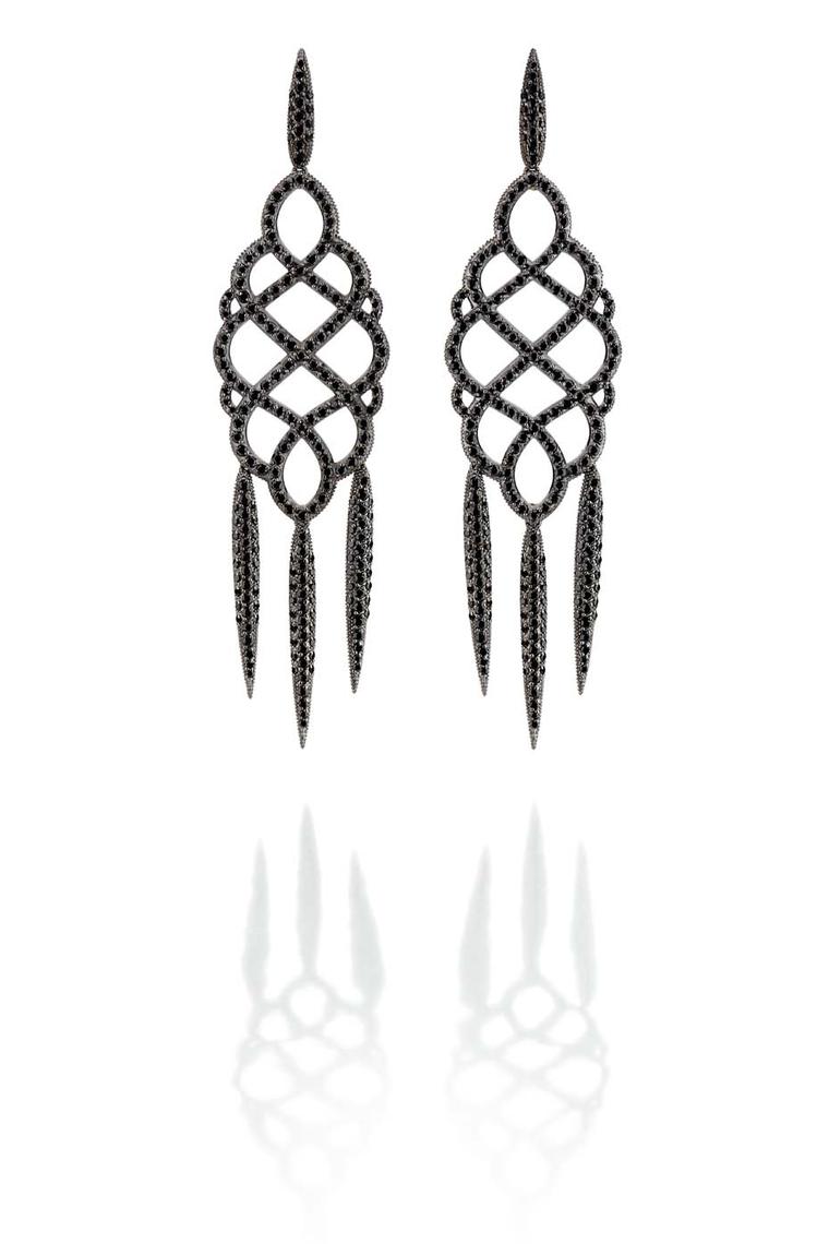 Carla Amorim Russia Collection Hermitage earrings in blackened gold and black diamonds, inspired by the Hermitage museum in Saint Petersburg