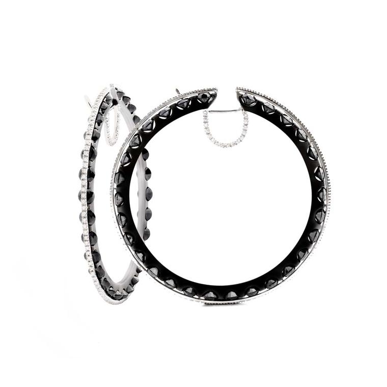 Damian by Mischelle black and white diamond loop earrings