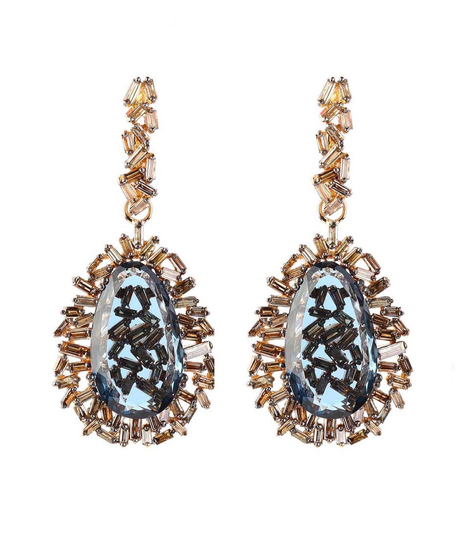 Suzanne Kalan rose gold Vitrine earrings with champagne